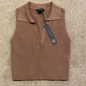 NWT House of Harlow Cropped Sculpt Knit Collar Tank